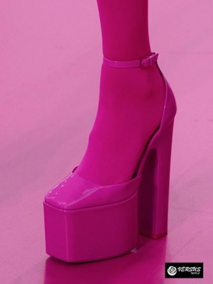 Scarpe Donna Fucsia Pink Nere Diva Collection Woman Platform Rose Shoes DIVA04